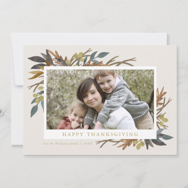 Fall Bouquet Erntedank Foto-Karte Einladung (Vorderseite)