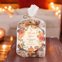 Fall Bow Boho Kürbis Blumenkohl Danke Babydusche Runder Aufkleber