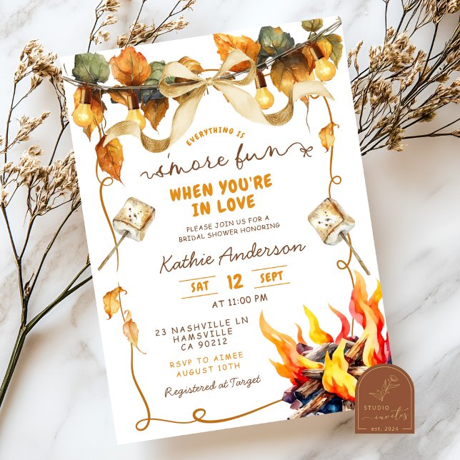 Fall Bow Coquette s'more bridal shower invitation Einladung (Von Creator hochgeladen)