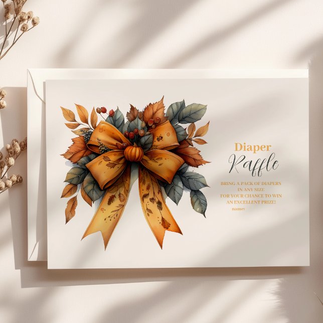 Fall Bow Girl Baby Duwer Raffle Diapper Begleitkarte (Von Creator hochgeladen)
