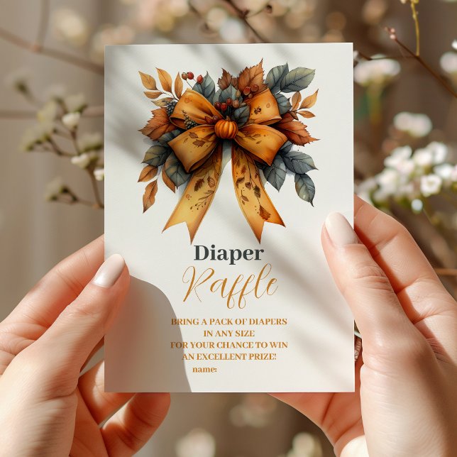 Fall Bow Girl Baby Duwer Raffle Diapper Begleitkarte (Von Creator hochgeladen)