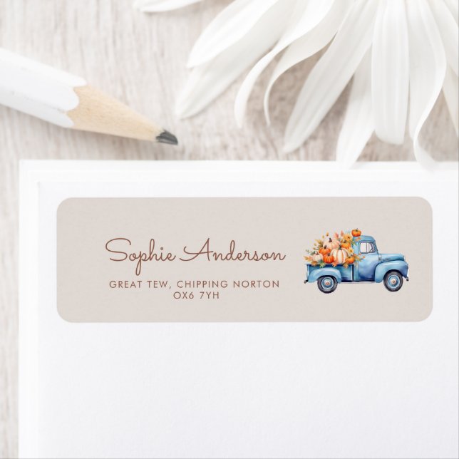 Fall Boy Baby Dusche Blue Pumpkin Truck (Insitu)