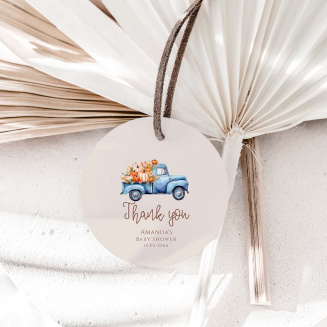 Fall Boy Baby Dusche Blue Pumpkin Truck Geschenkanhänger (Von Creator hochgeladen)