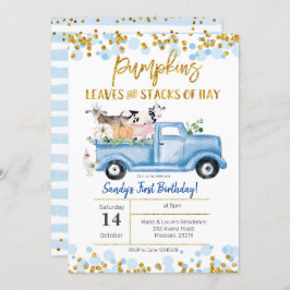 Fall Boy Farm Blue Pumpkin Truck Geburtstag Einladung