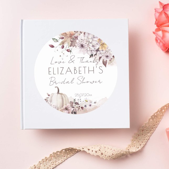 Fall Brautparty Blattkürbis danke Ihnen zu Gunsten Runder Aufkleber (Fall bridal shower favor gift stickers pumpkin autumn foliage thank you stickers)