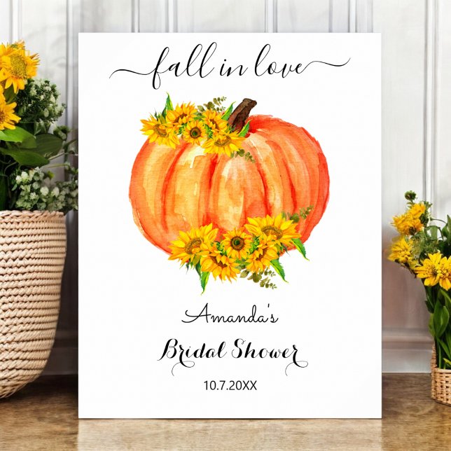 Fall Brautparty Floral Orange Pumpkin Poster (Von Creator hochgeladen)