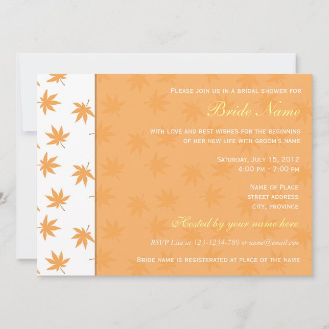 Fall Brautparty Party Einladung, Herbstlaube. Einladung (Vorderseite)