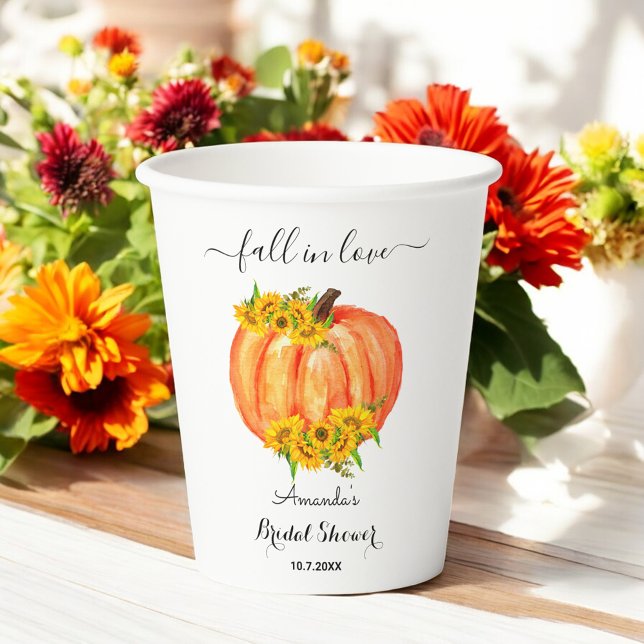 Fall Brautparty Pumpkin Hochzeitspapier Tasse Pappbecher (Von Creator hochgeladen)