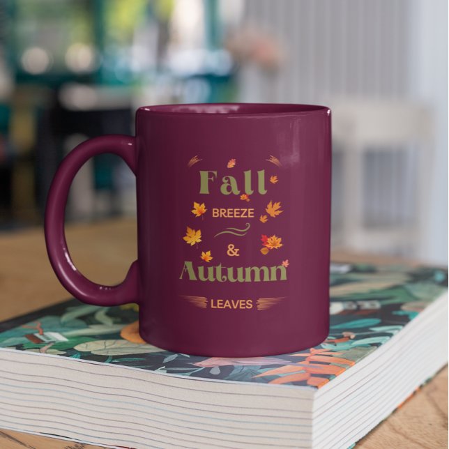 Fall Breeze und Herbst verlassen Design Zweifarbige Tasse (Von Creator hochgeladen)
