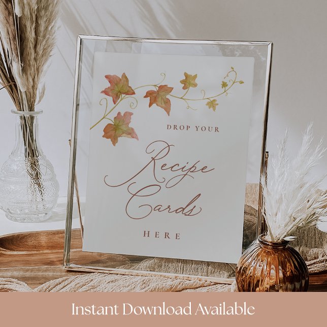 Fall Bridal Shower Recipe Card Drop Printable Sign Poster (Von Creator hochgeladen)