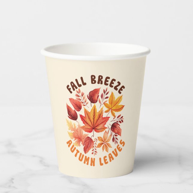 Fall Brise, Herbst Blätter - Whimsischer Fall Pappbecher (Vorderseite)