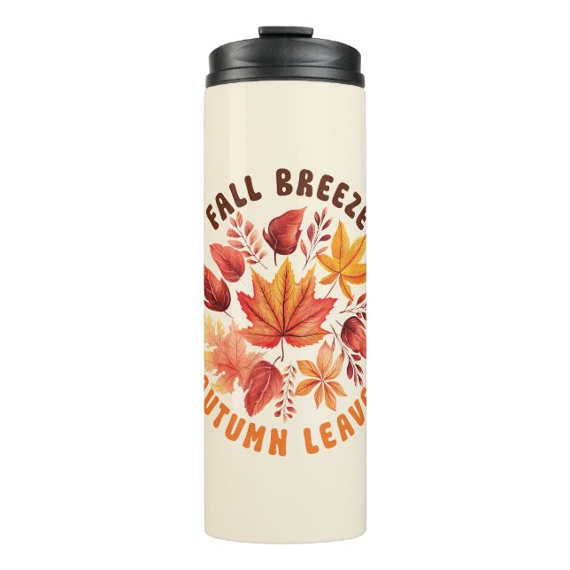 Fall Brise, Herbst Blätter - Whimsischer Fall Thermosbecher (Vorderseite)