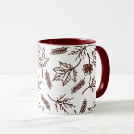 Fall Brown Blätter Kontur Zwei-Tonen-Tasse Tasse