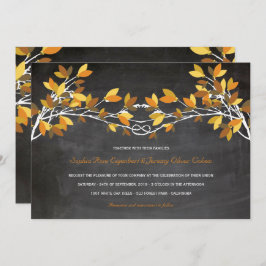 Fall Brown Knotted Liebe Trees Chalkboard Hochzeit Einladung