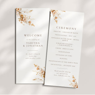 Fall Brown & Orange Wildblumen Hochzeitsprogramm Programm