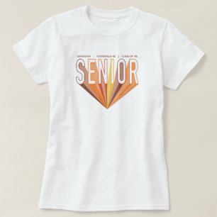 Fall Brown Pencil Sketch Senior Radiering Letters T-Shirt