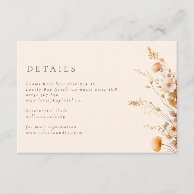 Fall Brown & Tan Wildblumen Hochzeit Begleitkarte (Vorderseite)