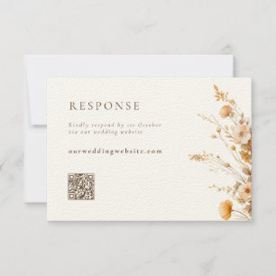 Fall Brown & Tan Wildblumen QR-Hochzeit RSVP Karte