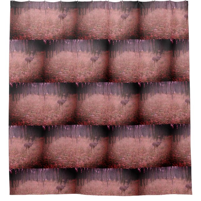 Fall Buck im Holzduschvorhang Duschvorhang (Vorderseite)