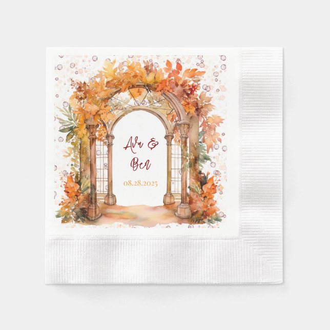 Fall Burgund Orange Alcohol Tinte Blumenzehen Serviette (Vorderseite)