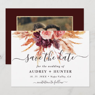 Fall Burgund Terracotta Floral Wedding Foto Save The Date
