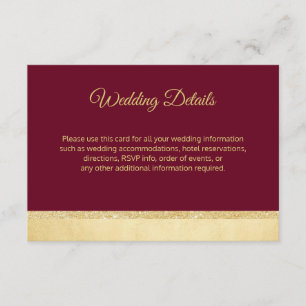 Fall-Burgunder-Goldhochzeits-Detail-Einsätze Begleitkarte
