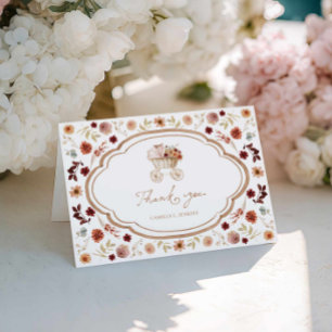 Fall Burgundy Floral Baby Dusche Vielen Dank Dankeskarte