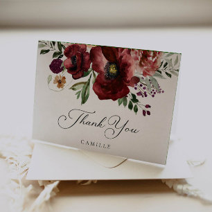 Fall Burgundy floral geklappt Danke Karte