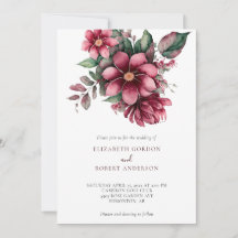Fall Burgundy Floral Wedding Boho Wassercolor