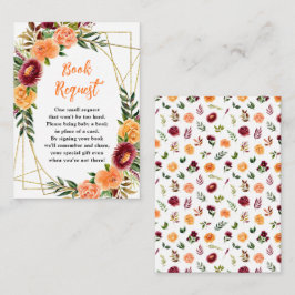 Fall Burgundy Orange Floral Baby Book Request Begleitkarte