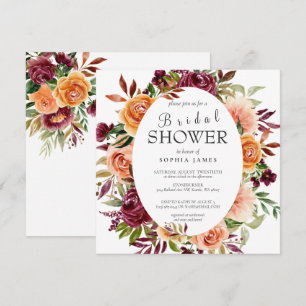 Fall Burgundy Orange Floral Brautparty Invitati Einladung