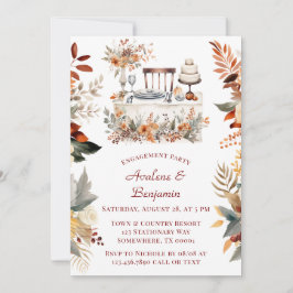 Fall Burgundy Orange Floral Engagement Party Einladung