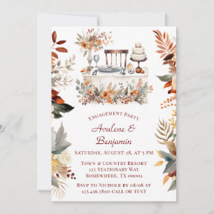 Fall Burgundy Orange Floral Engagement Party Einladung