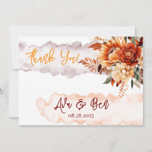 Fall Burgundy Orange Floral Wedding Einladung