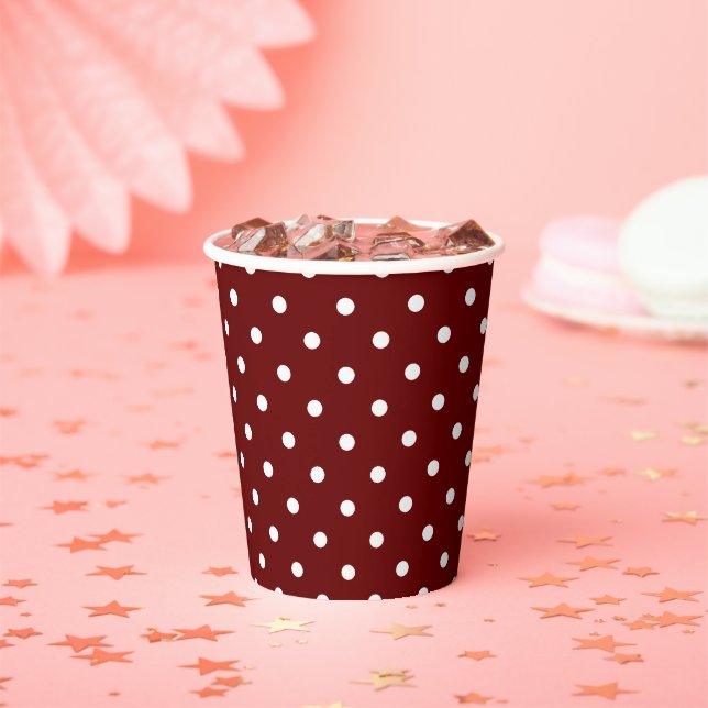 Fall Burgundy Polka Dot Mustervorlagen Papier-Cups Pappbecher (Insitu)