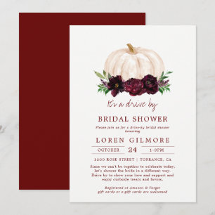 Fall Burgundy Pumpkin Drive by Brautparty Einladung