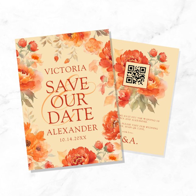 Fall Burnt Orange Blume Hochzeit Save The Date (Von Creator hochgeladen)