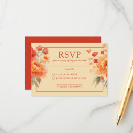Fall Burnt Orange Floral Wedding RSVP Begleitkarte