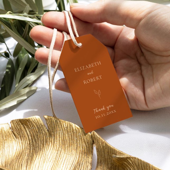 Fall Burnt Orange Wedracotta Einfach Geschenkanhänger (Von Creator hochgeladen)