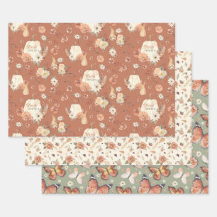 Fall Butterfly BOHO Bläserner Erntedank Geschenkpapier Set