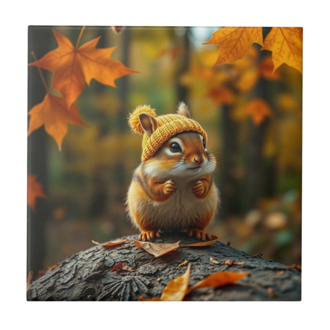 Fall-Chipmunk-Keramik Fliese (Vorderseite)