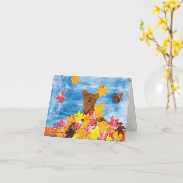 Fall Choco Bär - Kinder Kunst zum Entspannen Karte (Gelbe Blume)