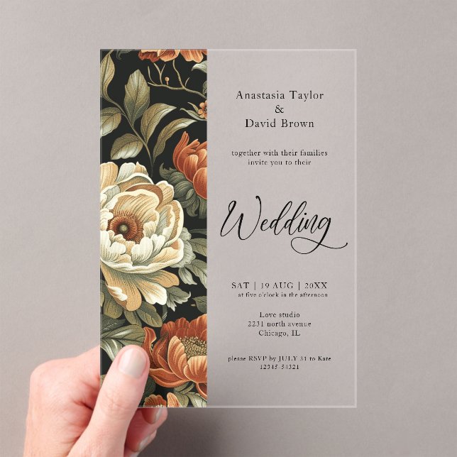 Fall Clay Floral Wedding Acryleinladungen (Insitu (Handheld))
