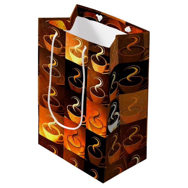 Fall Coffee Cups Mittlere Geschenktüte (Vorderseite Schrägansicht)