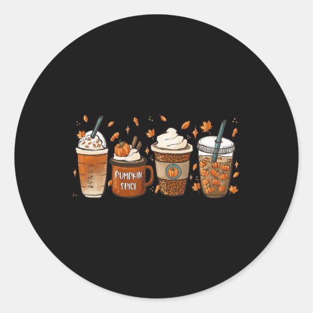 Fall Coffee Pumpkin Gewürz Junkie Latte Herbst Cof Runder Aufkleber (Vorderseite)