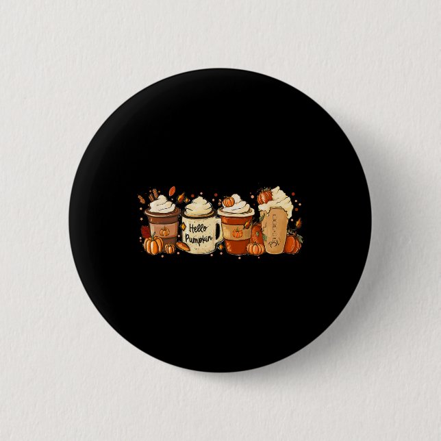 Fall Coffee Pumpkin Gewürz Latte Drinks Herbst als Button (Vorderseite)