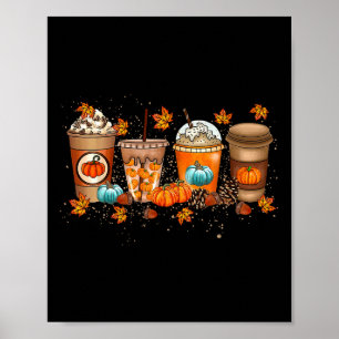 Fall Coffee Pumpkin Gewürz Latte Drinks Herbst als Poster
