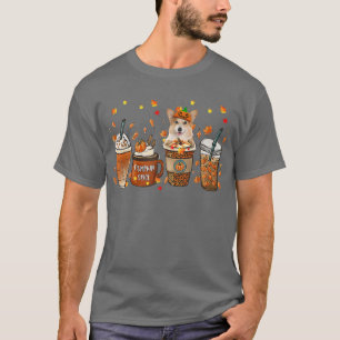 Fall Coffee Pumpkin Gewürz Latte Iced Herbst Corgi T-Shirt
