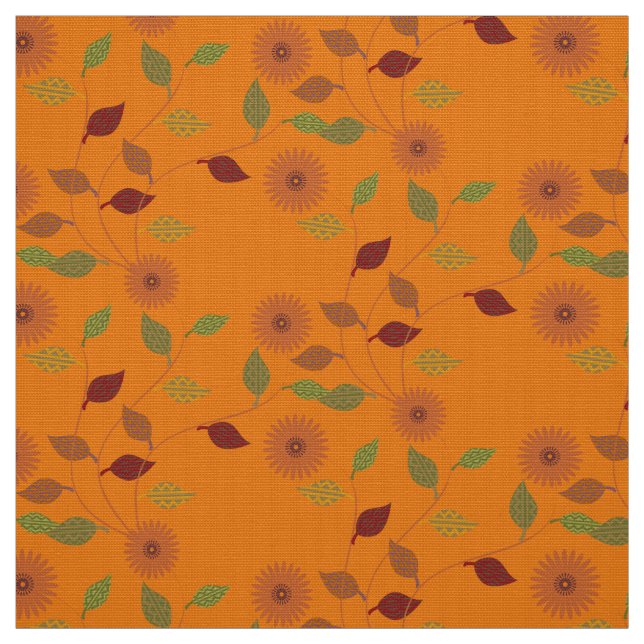 Fall Collection Bright Orange Blumen Leaf Muster Stoff (Muster)