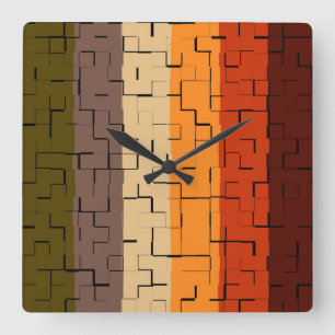 Fall Color Abstract Stripes Quadratische Wanduhr